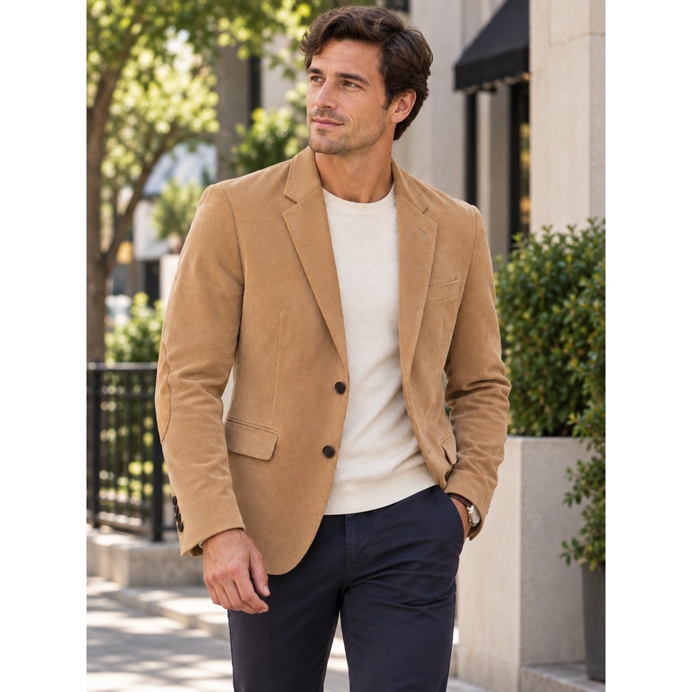 Theory Mens Corduroy Blazer Elbow Patch Camel Tan Sport Coat Tailored Preppy 40R